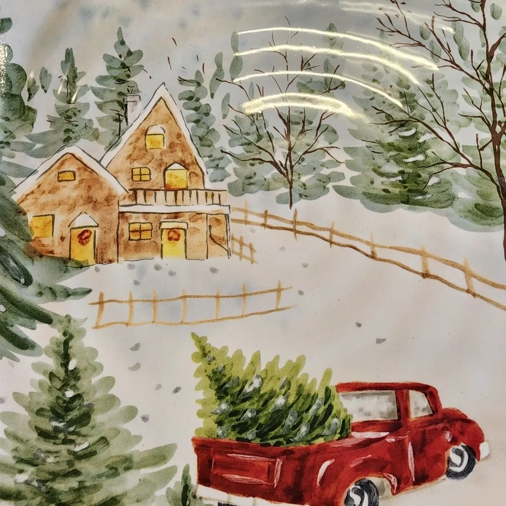 Maxcera SNOWVILLE Square Serving Dinner Plate 11